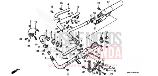 EXHAUST MUFFLER VT1100C2X de 1999